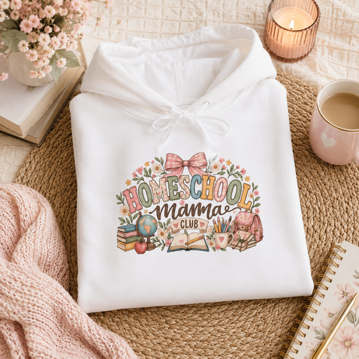 Homeschool Mama Club Crewneck Sweatshirt | Cute Homeschool Mom Pullover | Teacher Mama Gift | Cozy Mom Sweatshirt 🎀📚