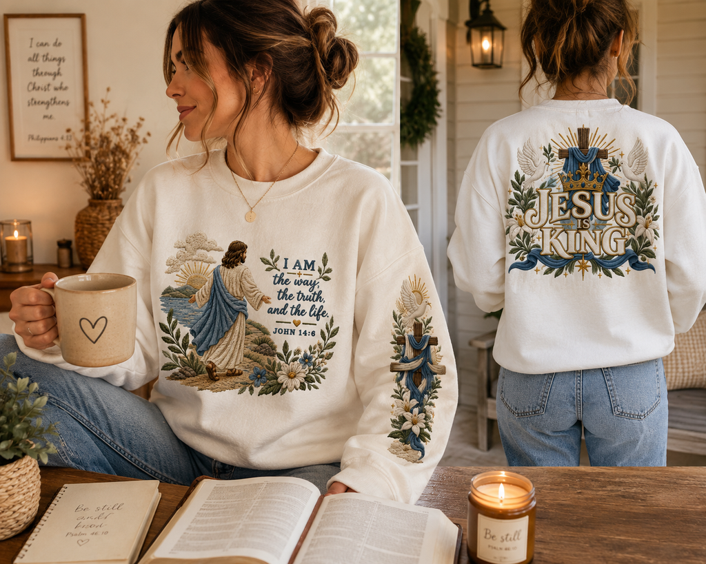 Christian Sweatshirt - "I Am the Way" Jesus Is King Crewneck