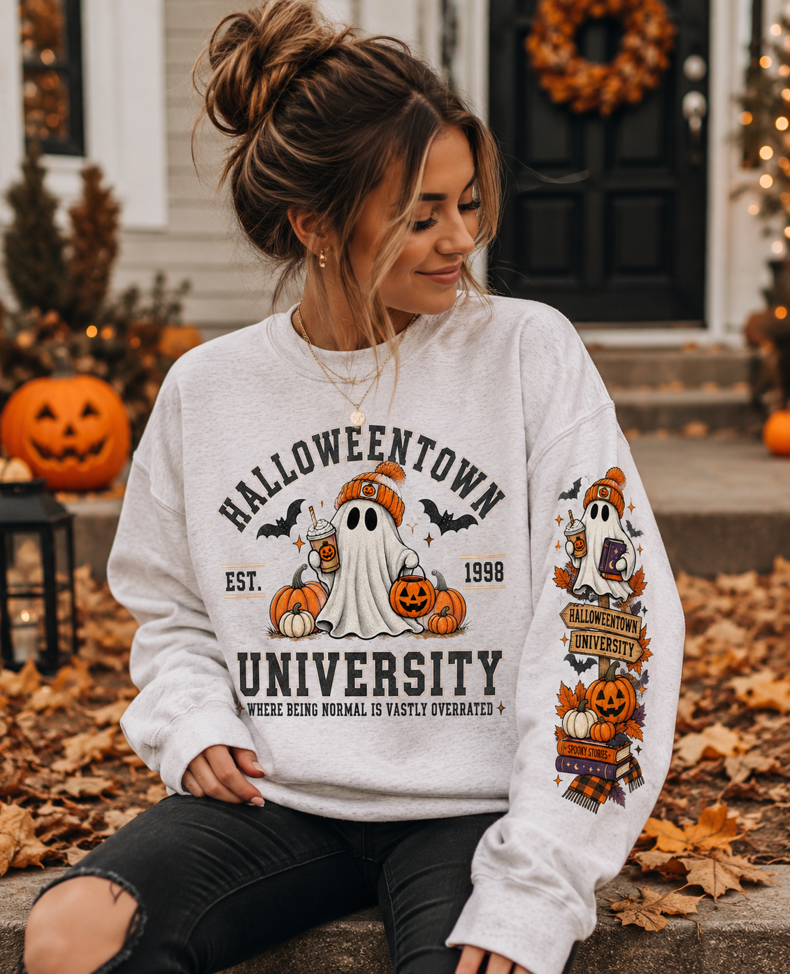 Halloweentown University Sweatshirt | Retro Halloween Ghost Crewneck | Spooky Season Fall Sweatshirt