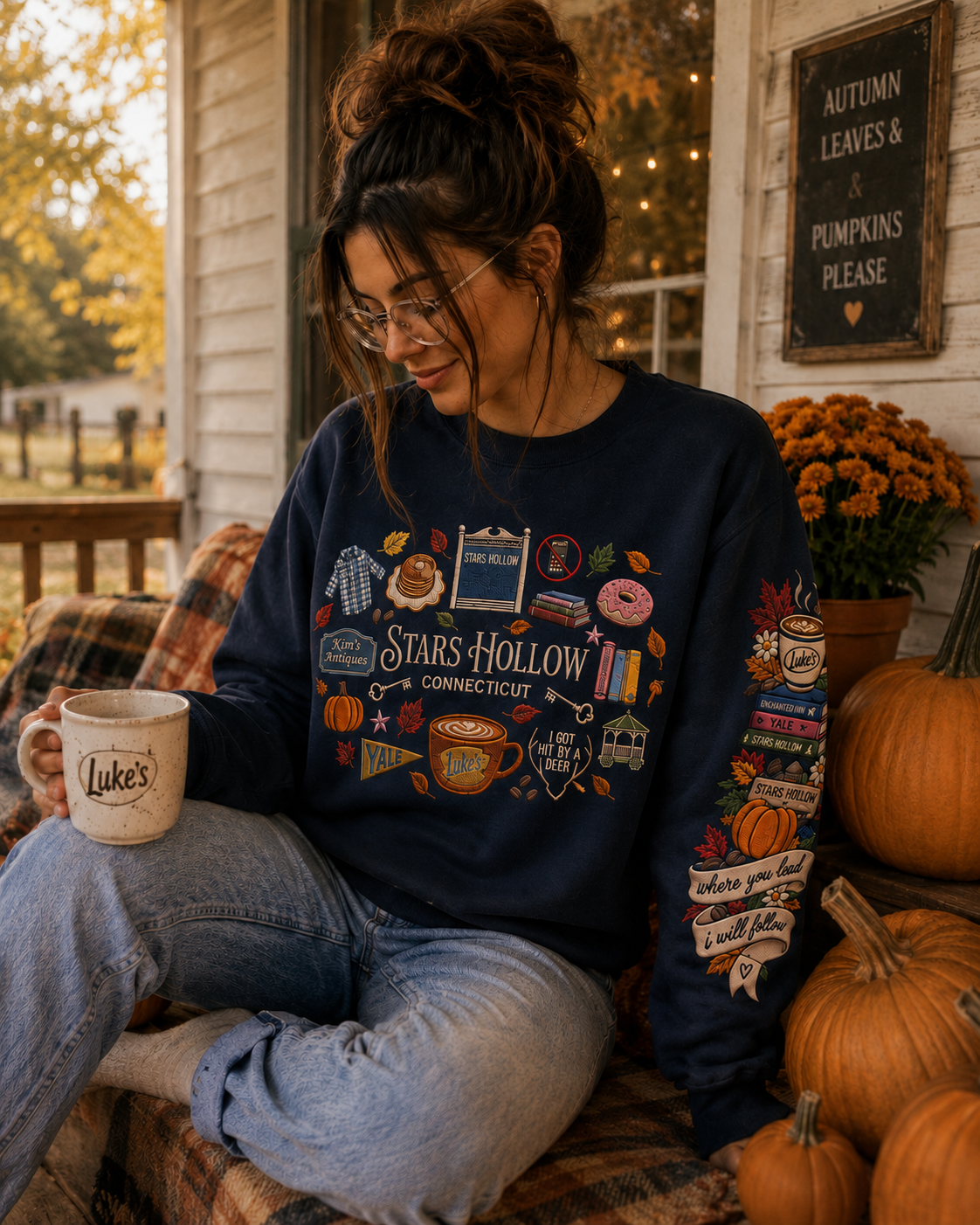 Stars Hollow Crewneck Sweatshirt — Gilmore Girls Inspired Retro Town Icons